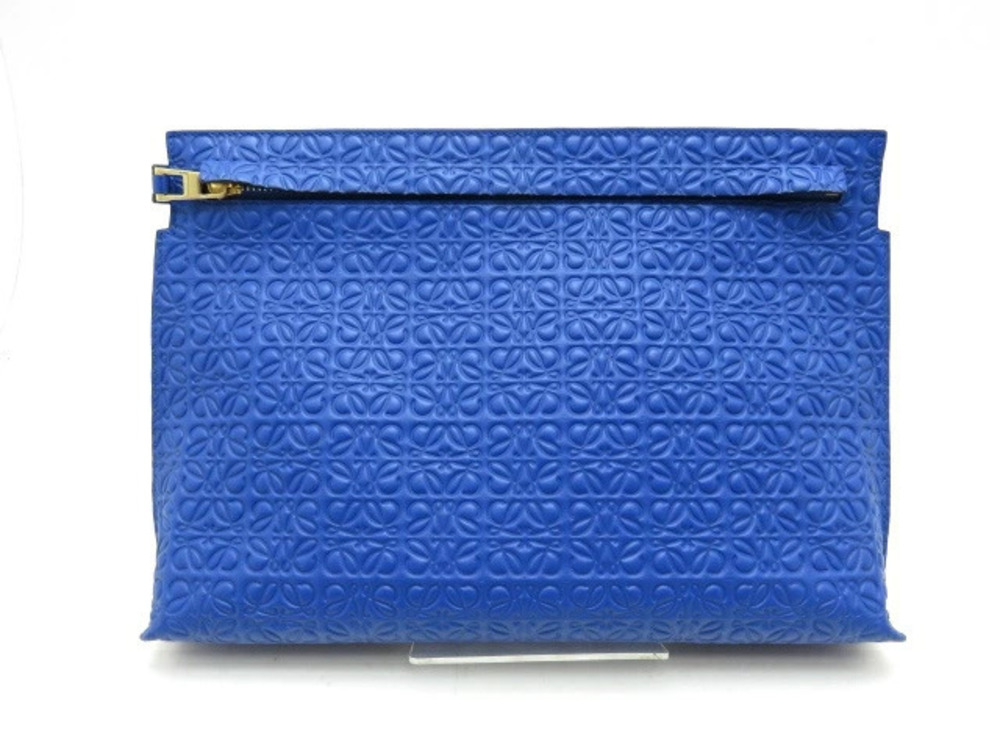 Loewe clutch bag embossed leather blue